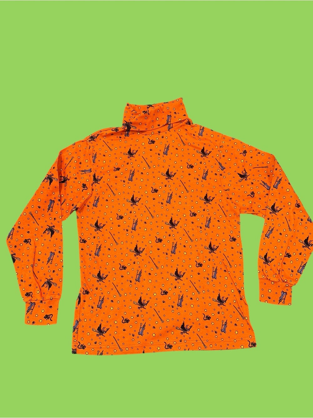 Vintage 90s Halloween Witch Turtleneck Shirt Lord and Taylor Medium